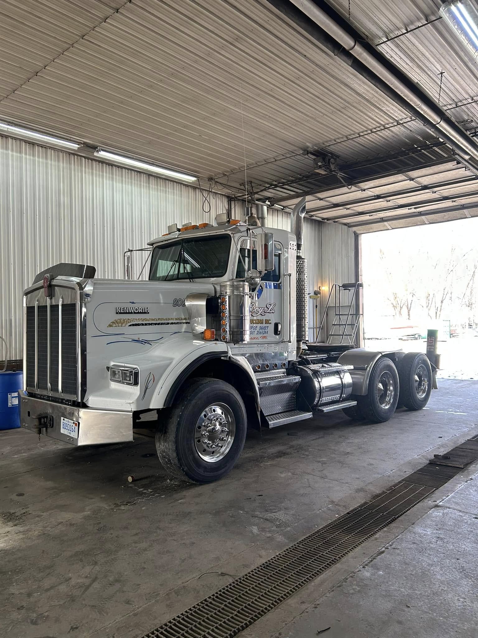 Roy L. Trucking truck detail in the shop